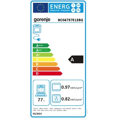 Gorenje BOS6737E13BG fekete, beépíthető, sütőtér: 77L, grill, légkeverés, hidrolitikus, sütő