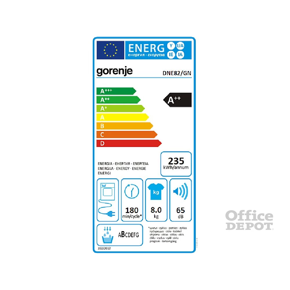 Gorenje DNE82/GN fehér, 8 kg, hőszivattyús, szárítógép