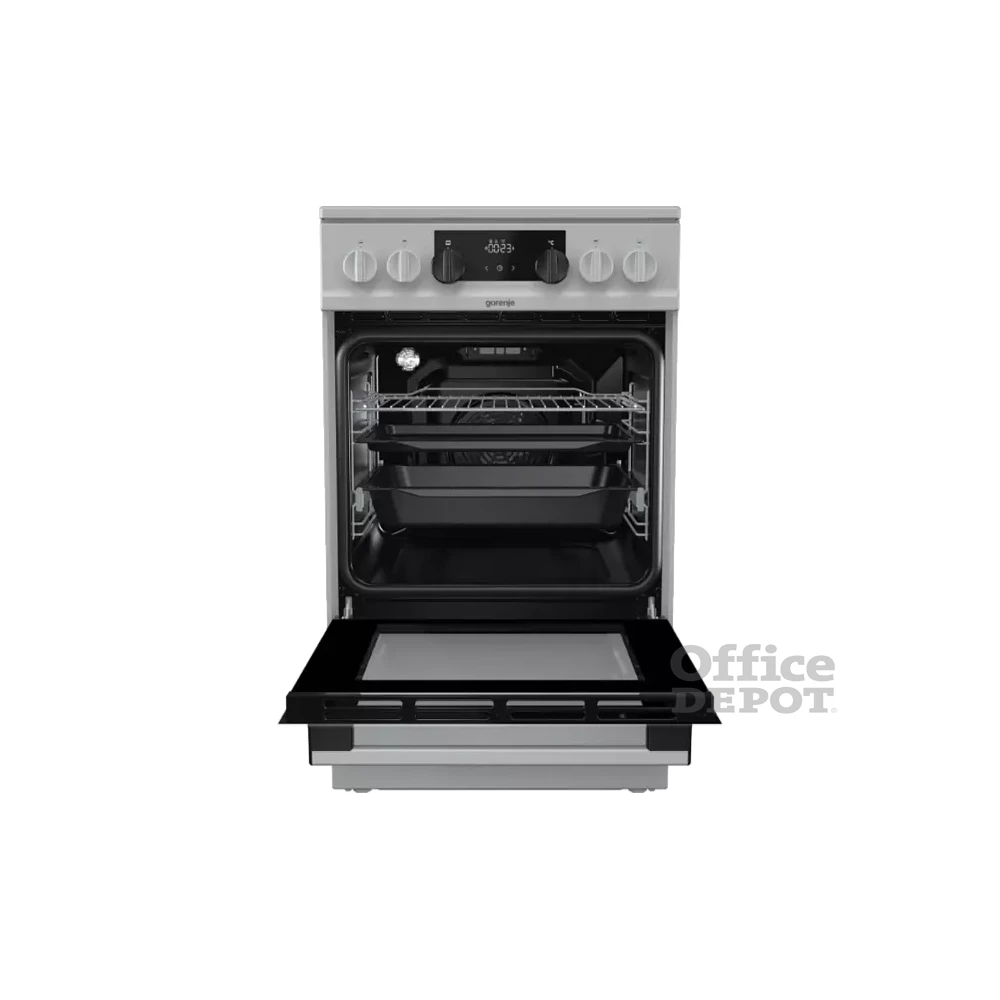 Gorenje EC 5341 SG inox, szabadonálló, kerámialapos, elektromos, főzőzóna: 4, sütő:70L, grill, tűzhely
