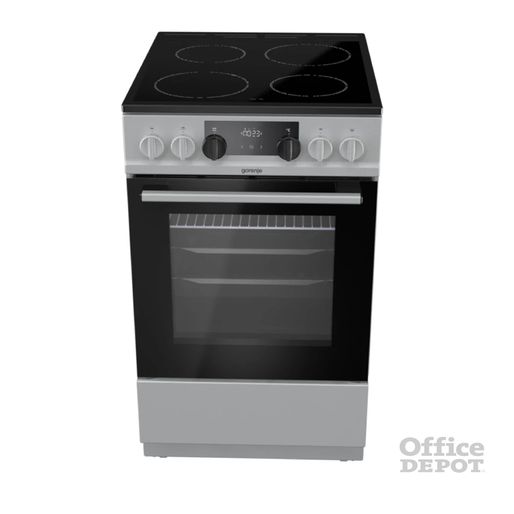 Gorenje EC 5341 SG inox, szabadonálló, kerámialapos, elektromos, főzőzóna: 4, sütő:70L, grill, tűzhely