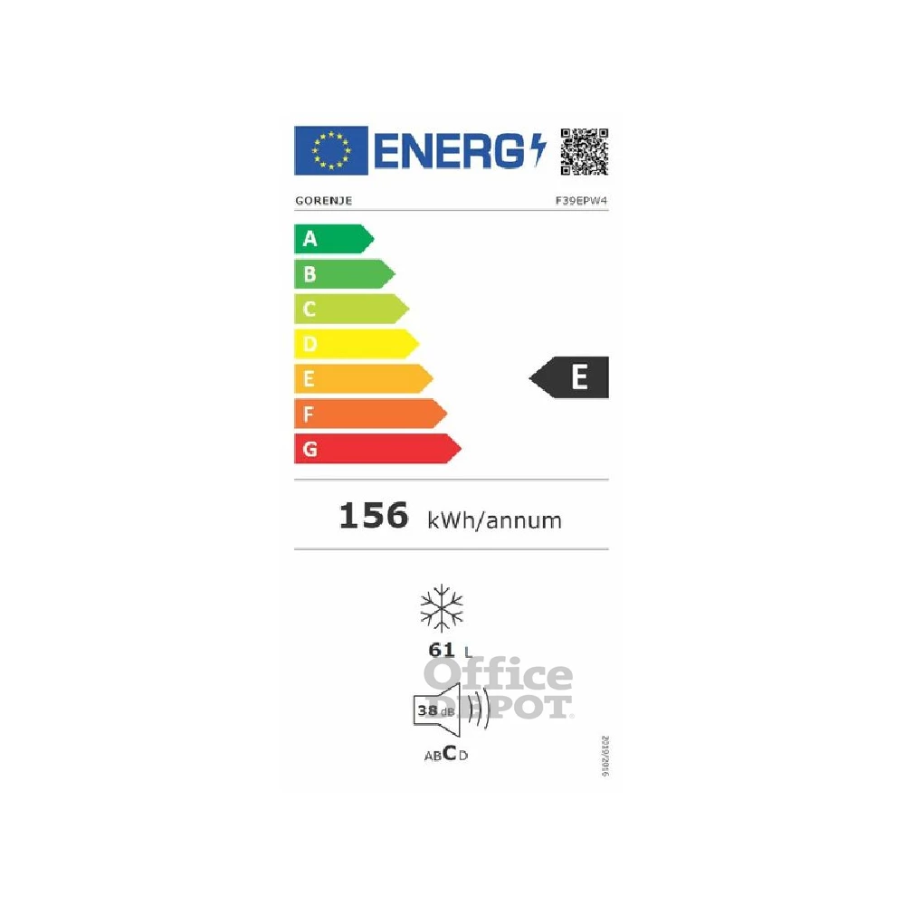 Gorenje F39EPW4 fehér, egyajtós, Fagyasztó:61L, fagyasztószekrény