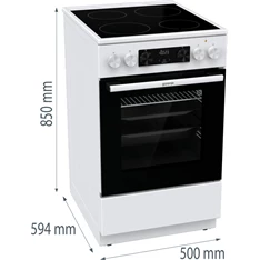 Gorenje GEC5C42WG fehér, szabadonálló, kerámialapos, elektromos, főzőzóna: 4, sütő:70L, grill, tűzhely