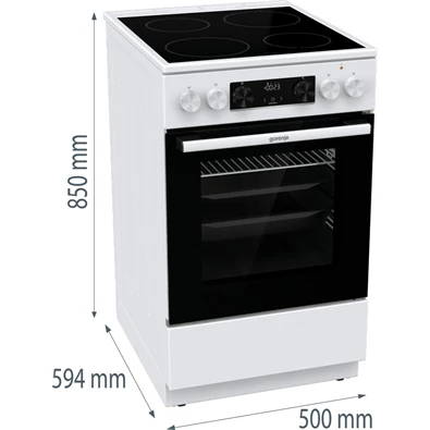 Gorenje GEC5C42WG fehér, szabadonálló, kerámialapos, elektromos, főzőzóna: 4, sütő:70L, grill, tűzhely