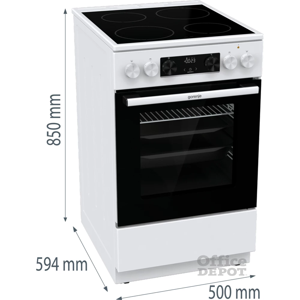 Gorenje GEC5C42WG fehér, szabadonálló, kerámialapos, elektromos, főzőzóna: 4, sütő:70L, grill, tűzhely