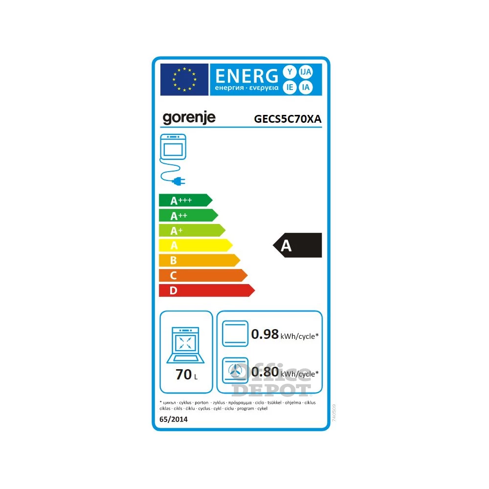 Gorenje GECS5C70XA inox, szabadonálló, kerámialapos, elektromos, főzőzóna: 4, sütő:70L, grill, tűzhely