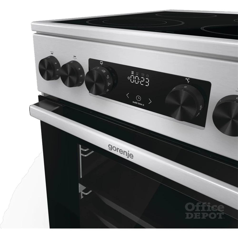 Gorenje GECS5C70XA inox, szabadonálló, kerámialapos, elektromos, főzőzóna: 4, sütő:70L, grill, tűzhely