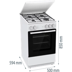 Gorenje GG5A14WJ fehér, szabadonálló, gáz, főzőzóna: 4, sütő:77L, tűzhely