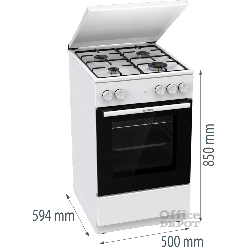 Gorenje GG5A14WJ fehér, szabadonálló, gáz, főzőzóna: 4, sütő:77L, tűzhely