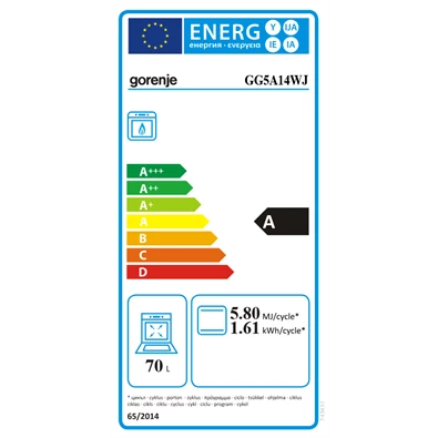 Gorenje GG5A14WJ fehér, szabadonálló, gáz, főzőzóna: 4, sütő:77L, tűzhely