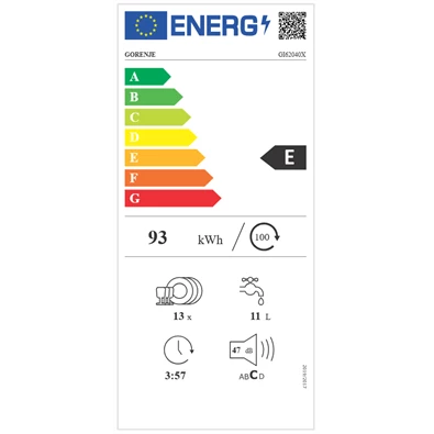 Gorenje GI62040X beépíthető 13 terítékes mosogatógép Gorenje GI62040X beépíthető 13 terítékes mosogatógép