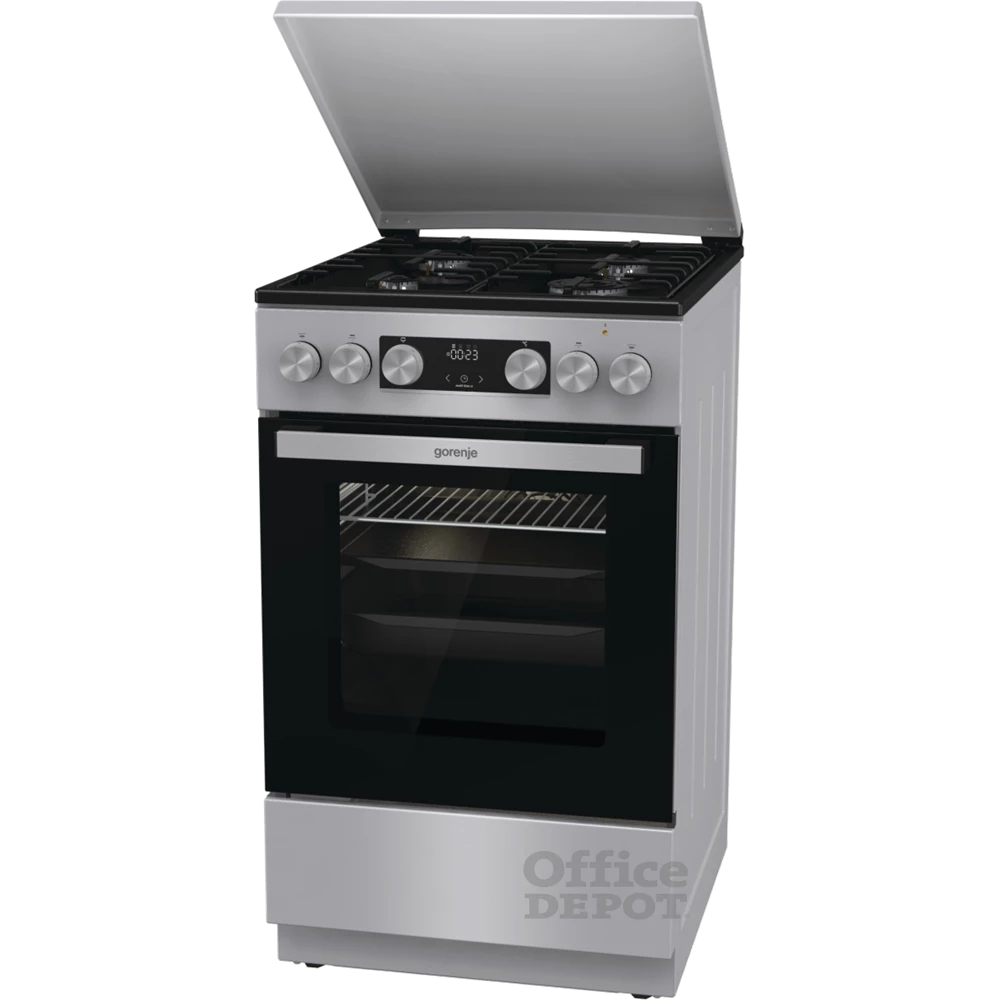 Gorenje GK5C42SH-B Inox, szabadonálló, gáz, kombinált, főzőzóna: 4, sütő:70L, grill, tűzhely