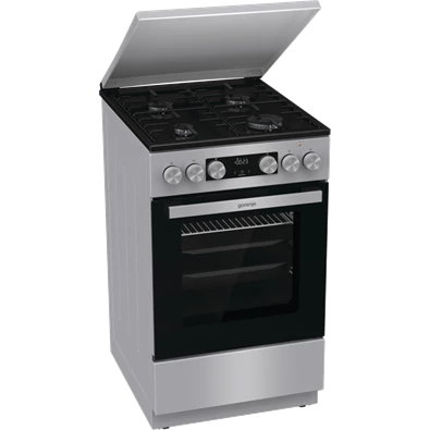 Gorenje GK5C42SH-B Inox, szabadonálló, gáz, kombinált, főzőzóna: 4, sütő:70L, grill, tűzhely
