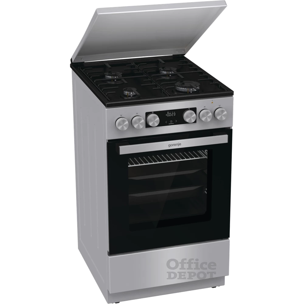 Gorenje GK5C42SH-B Inox, szabadonálló, gáz, kombinált, főzőzóna: 4, sütő:70L, grill, tűzhely