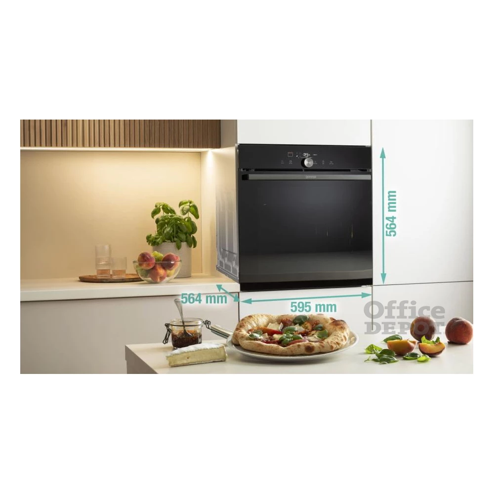 Gorenje GO66E PIZZA350C fekete, beépíthető, sütőtér: 77L, sütő