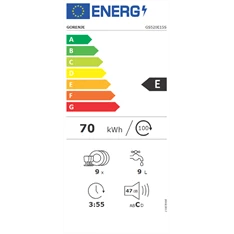 Gorenje GS520E15S keskeny 9 terítékes mosogatógép Gorenje GS520E15S keskeny 9 terítékes mosogatógép