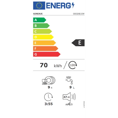 Gorenje GS520E15W keskeny 9 terítékes mosogatógép