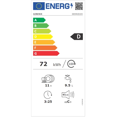 Gorenje GS541D10X keskeny 11 terítékes inox mosogatógép Gorenje GS541D10X keskeny 11 terítékes inox mosogatógép