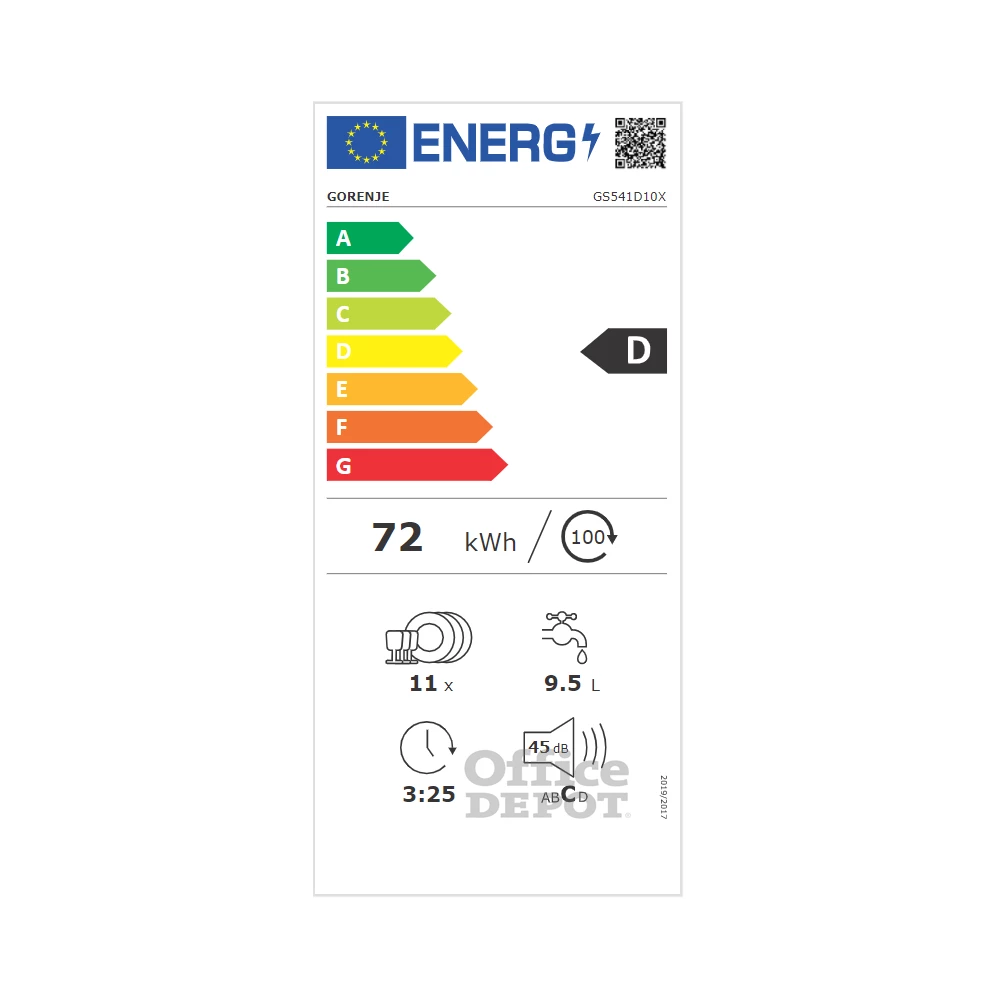 Gorenje GS541D10X inox, programok száma: 5, keskeny szabadonálló, 11 terítékes mosogatógép 
