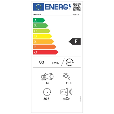 Gorenje GS642E90X 13 terítékes inox mosogatógép Gorenje GS642E90X 13 terítékes inox mosogatógép