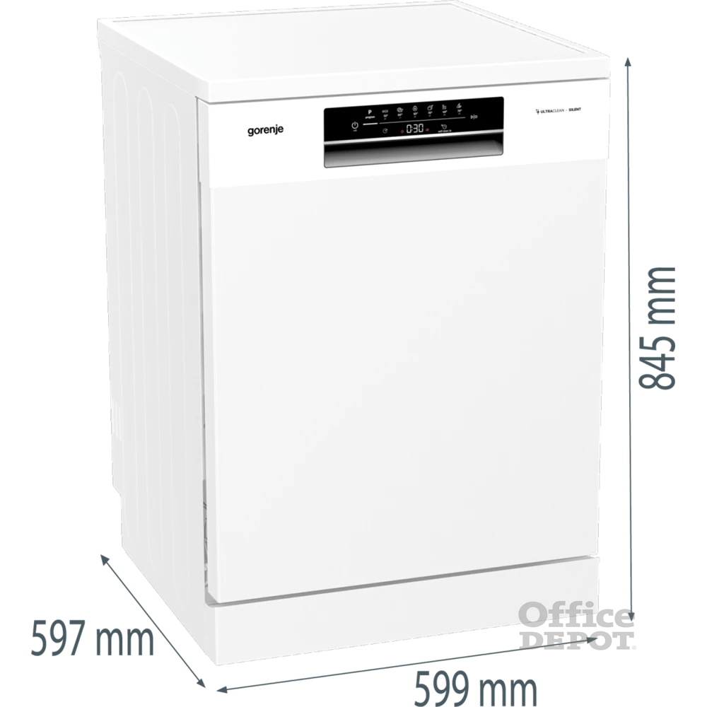 Gorenje GS643E90W fehér, programok száma: 6, szabadonálló, 16 terítékes mosogatógép 