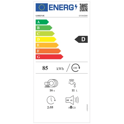 Gorenje GV16D beépíthető 16 terítékes mosogatógép Gorenje GV16D beépíthető 16 terítékes mosogatógép