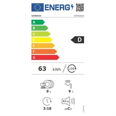 Gorenje GV541D10 beépíthető mosogatógép Gorenje GV541D10 beépíthető mosogatógép