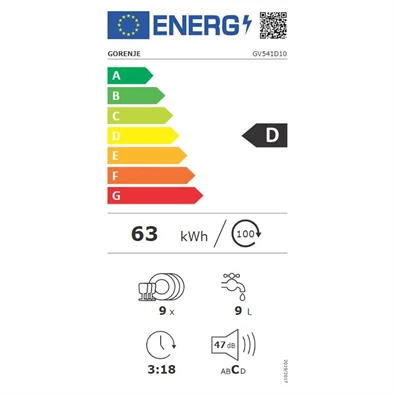 Gorenje GV541D10 beépíthető mosogatógép Gorenje GV541D10 beépíthető mosogatógép