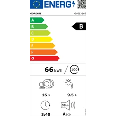Gorenje GV663B65 beépíthető 16 terítékes mosogatógép Gorenje GV663B65 beépíthető 16 terítékes mosogatógép