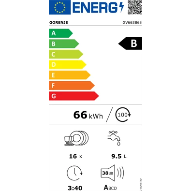 Gorenje GV663B65 beépíthető 16 terítékes mosogatógép Gorenje GV663B65 beépíthető 16 terítékes mosogatógép