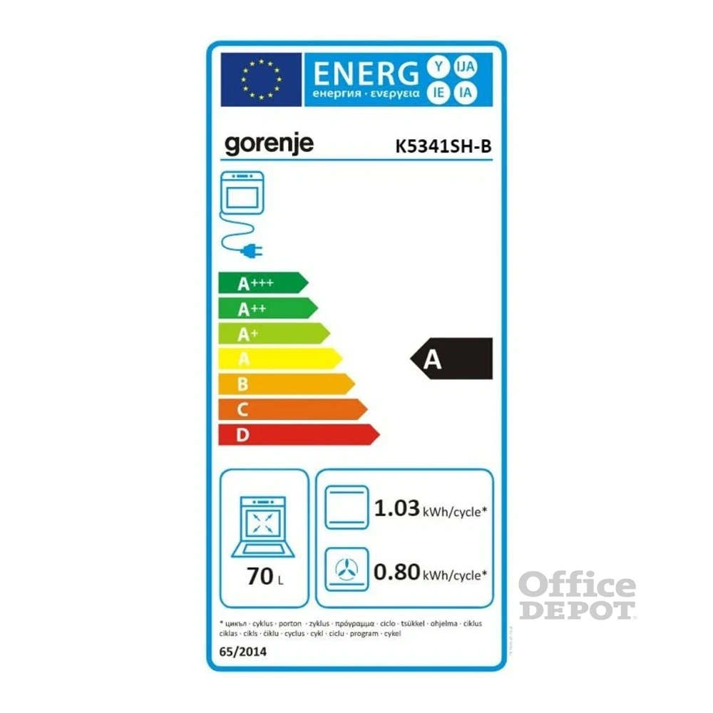 Gorenje K5341SH-B inox, szabadonálló, gáz, kombinált, főzőzóna: 4, sütő:70L, grill, tűzhely