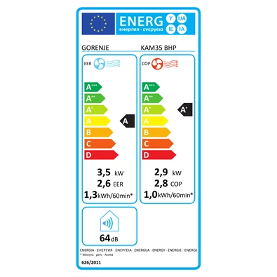 Gorenje KAM35 BHP 2,9/3,5kW hűtő-fűtő wifis mobil klíma Gorenje KAM35 BHP 2,9/3,5kW hűtő-fűtő wifis mobil klíma