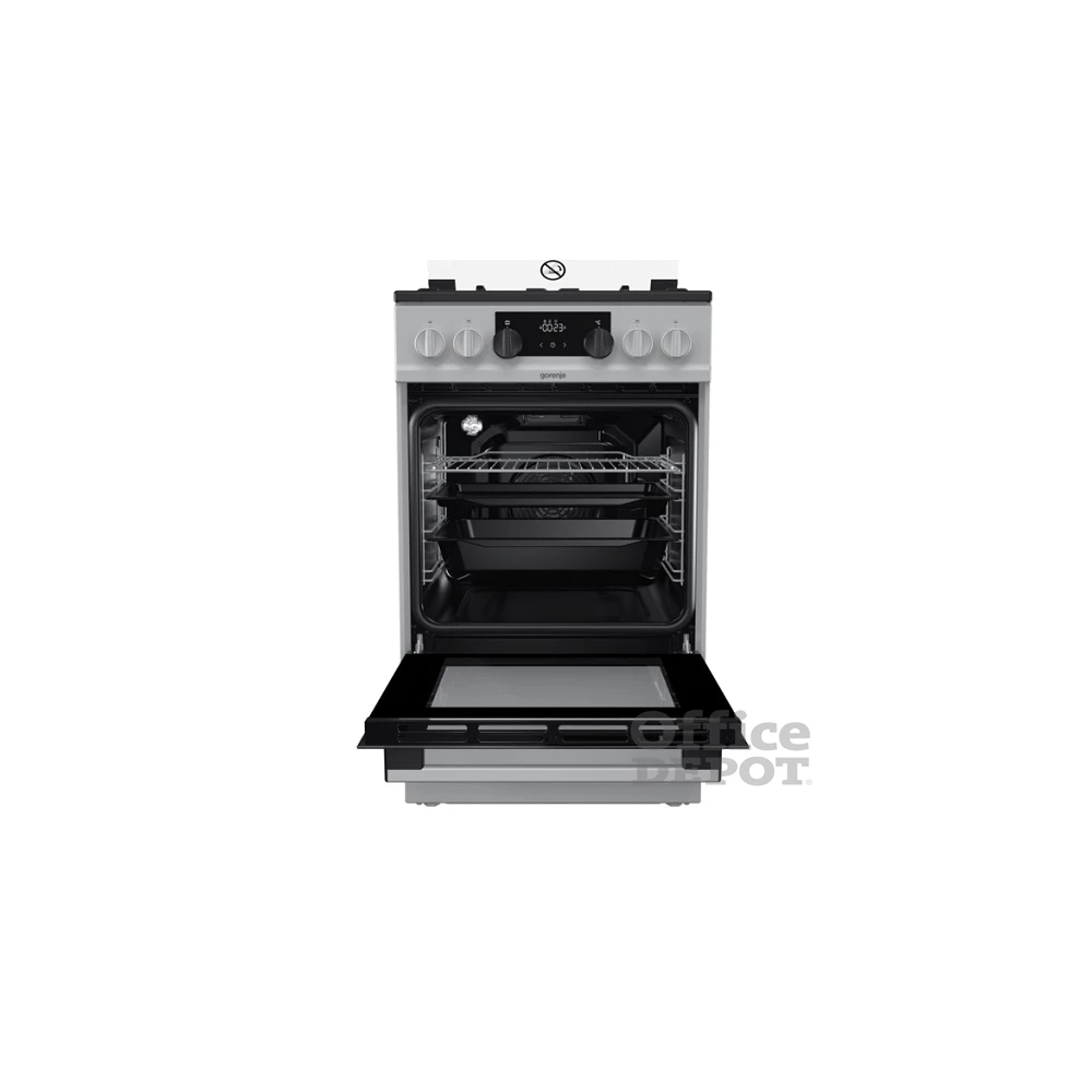 Gorenje K5341SH-B inox, szabadonálló, gáz, kombinált, főzőzóna: 4, sütő:70L, grill, tűzhely