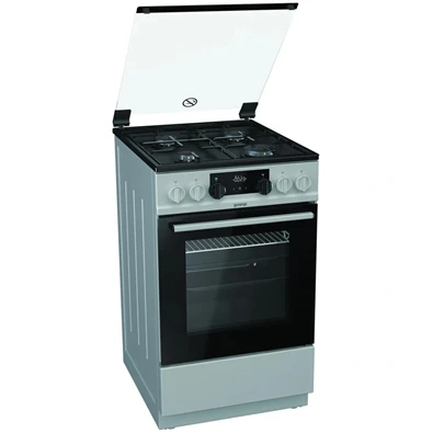 Gorenje K 5341 SJ inox, szabadonálló, gáz, kombinált, főzőzóna: 4, sütő:62L, grill, tűzhely