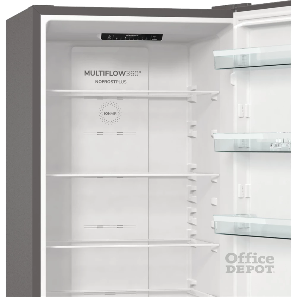 Gorenje NRK6202ES4 inox, alulfagyasztós, Hűtő:235L, Fagyasztó:96L, No frost Plus hűtőszekrény