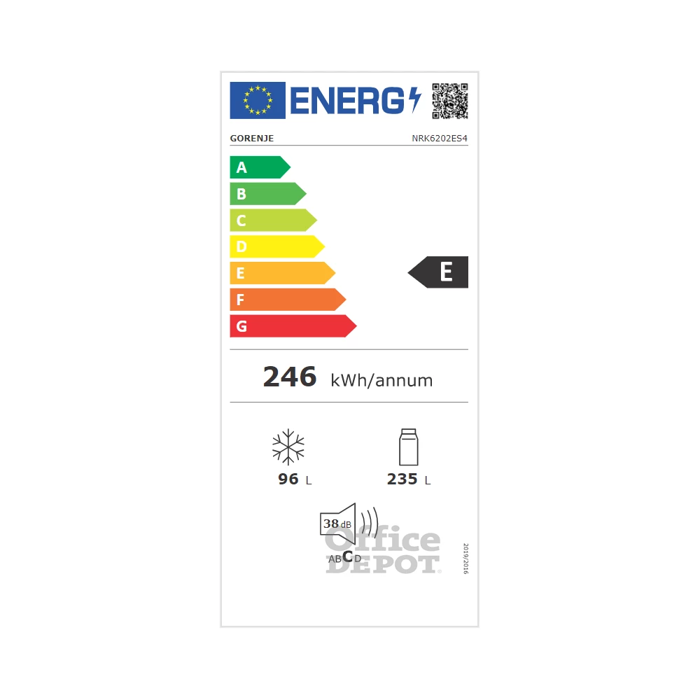 Gorenje NRK6202ES4 inox, alulfagyasztós, Hűtő:235L, Fagyasztó:96L, No frost Plus hűtőszekrény