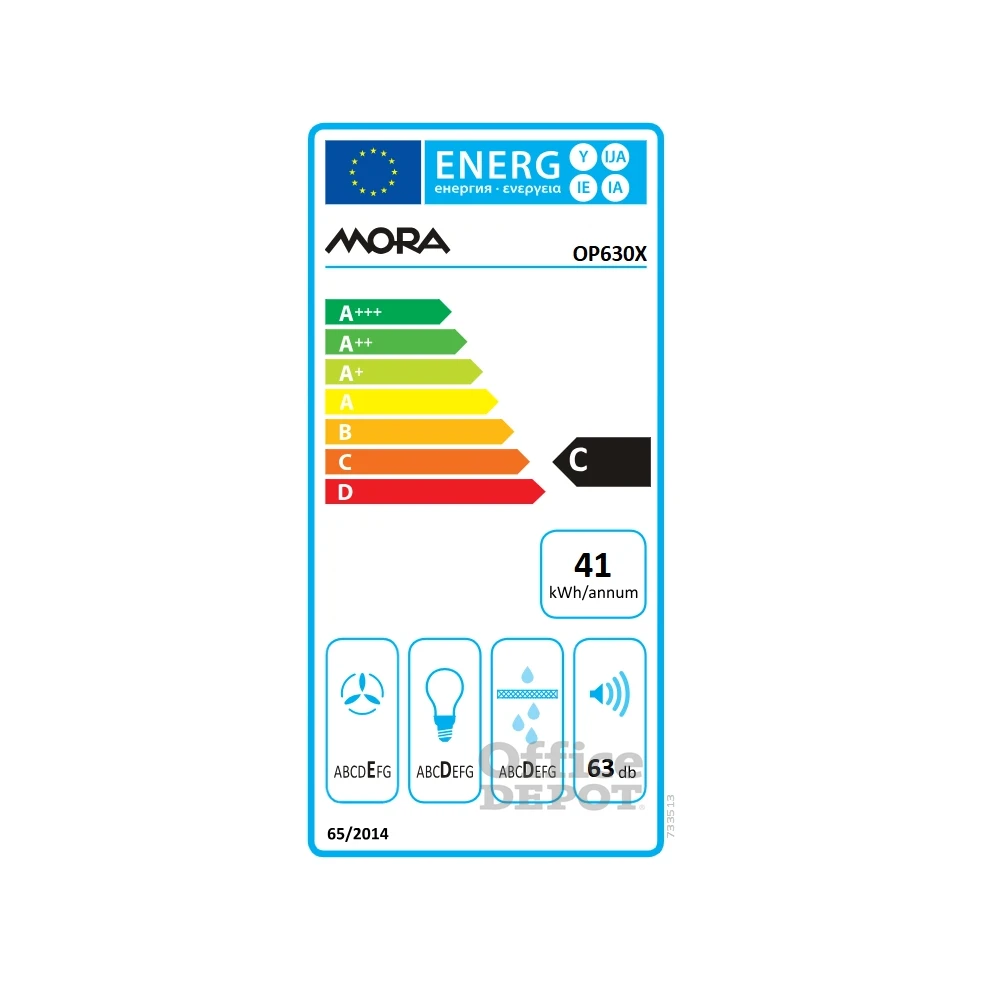 Mora OP630X ezüst, hagyományos, méret:60cm, zajszint:63dB, páraelszívó