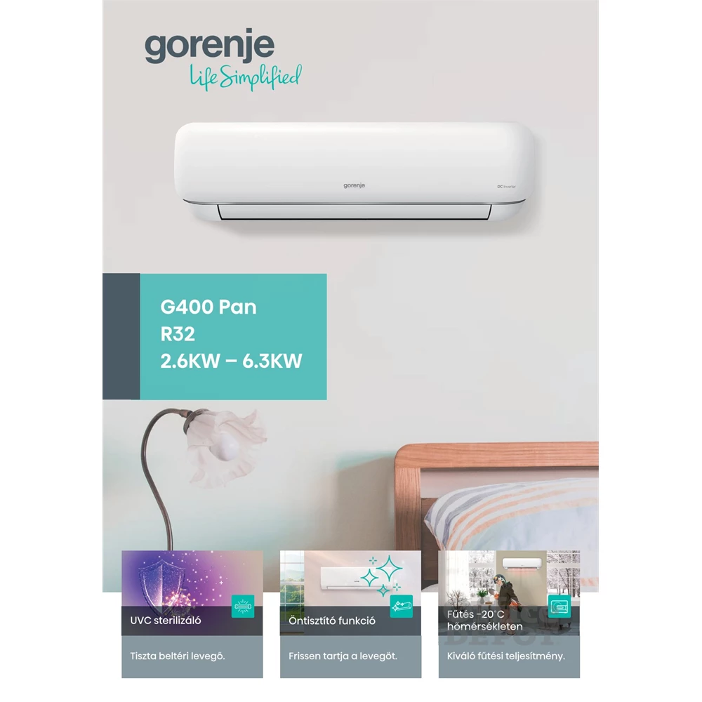 Gorenje Pandora 5,3KW split klíma csepptálca fűtéssel, beépített WIFI PANDORA53 KG