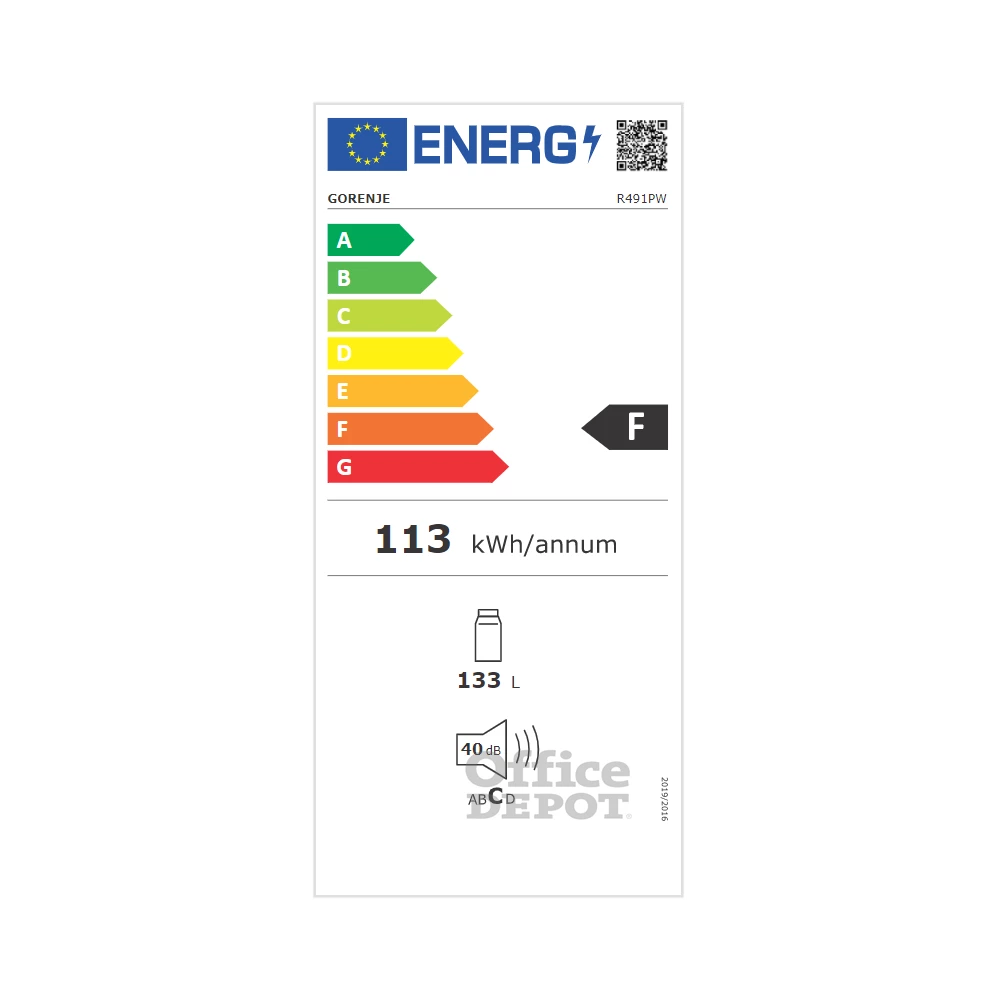 Gorenje R491PW fehér, egyajtós, Hűtő:130L, hűtőszekrény