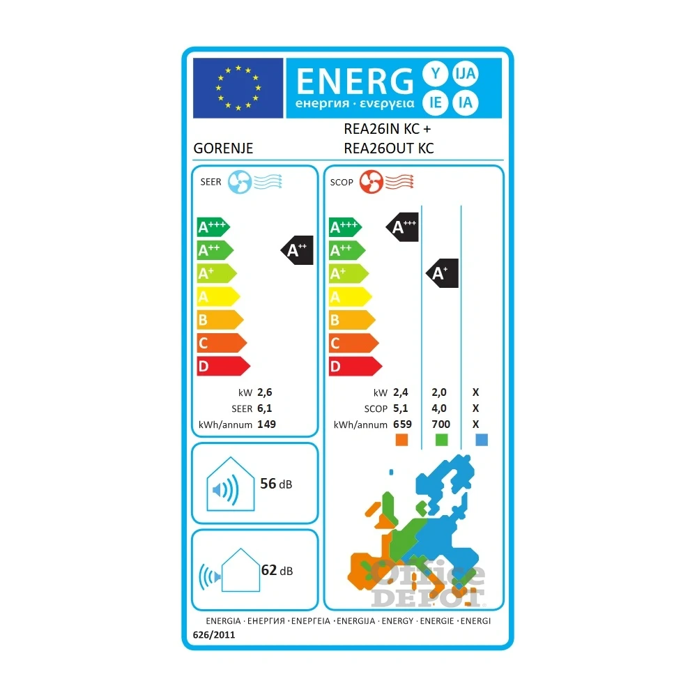 Gorenje Rea 2,6KW split klíma beépített WIFI REA26 KC