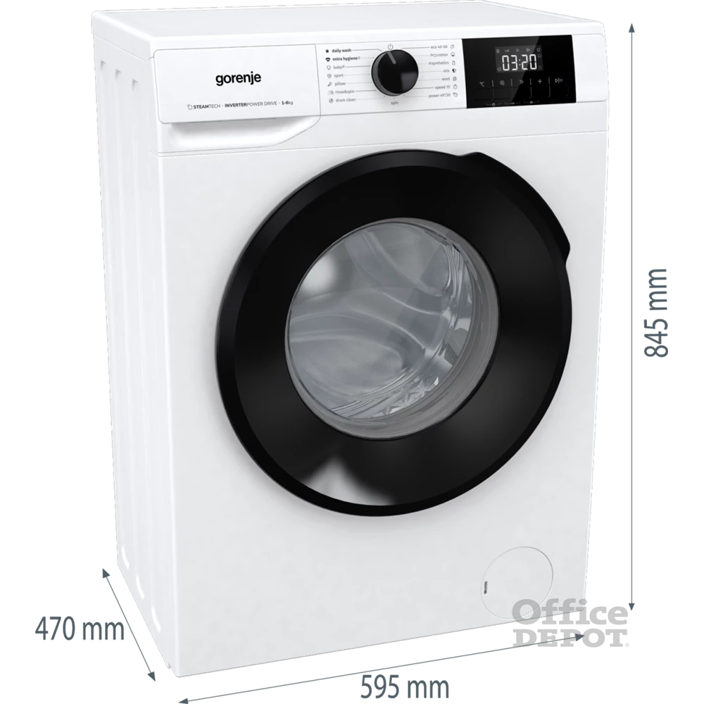Gorenje W1NGPI61SBS fehér, elöltöltős, max.1000ford., 6 kg, mosógép