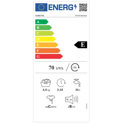 Gorenje WNHVB60SES keskeny 6 kg elöltöltős mosógép Gorenje WNHVB60SES keskeny 6 kg elöltöltős mosógép