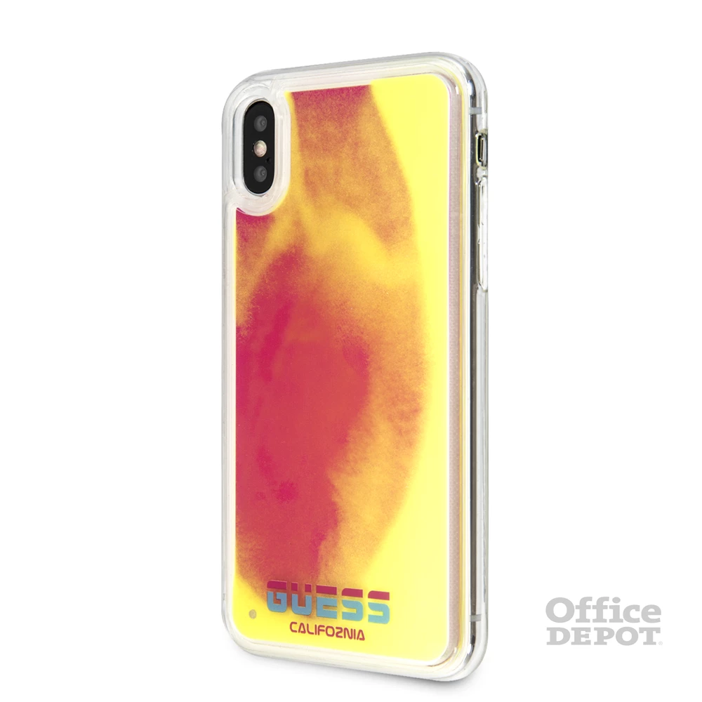 Guess iPhone X/XS rózsaszín/homok sötétben világító tok