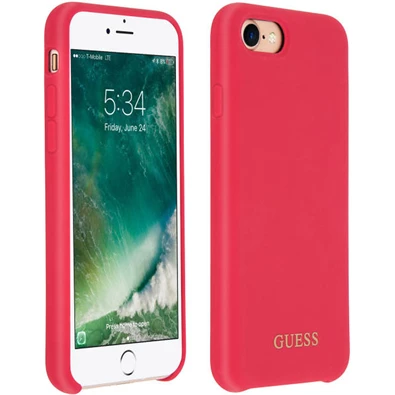Guess szilikon, iPhone 8 Plus piros/arany logós szilikon tok Guess szilikon, iPhone 8 Plus piros/arany logós szilikon tok