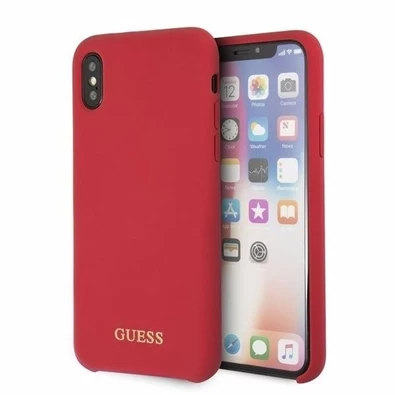 Guess szilikon, iPhone 8 Plus piros/arany logós szilikon tok Guess szilikon, iPhone 8 Plus piros/arany logós szilikon tok