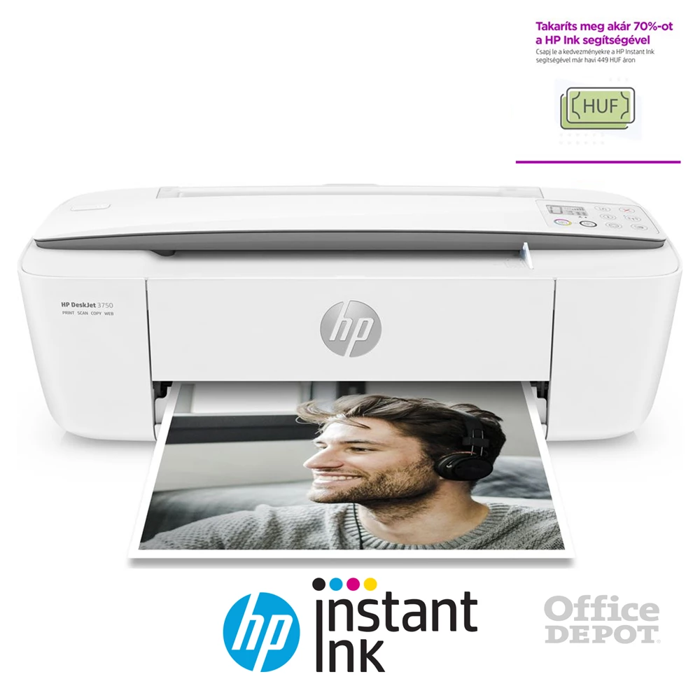 HP DeskJet 3750 tintasugaras multifunkciós Instant Ink ready nyomtató
