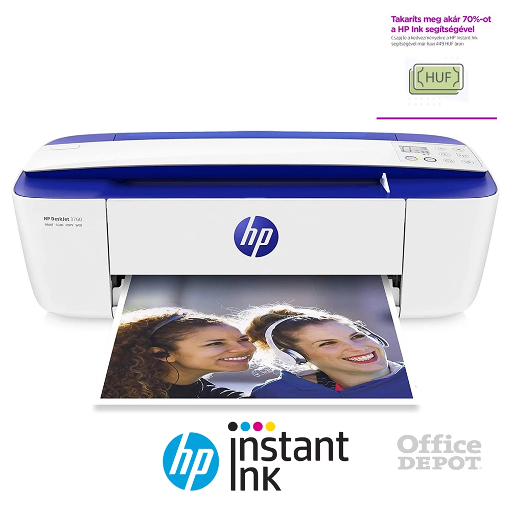 HP DeskJet 3760 tintasugaras multifunkciós Instant Ink ready nyomtató
