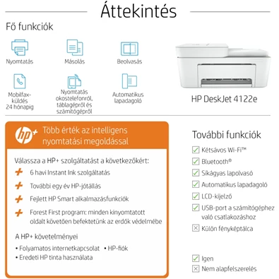 HP DeskJet Plus 4122E tintasugaras multifunkciós Instant Ink ready nyomtató HP DeskJet Plus 4122E tintasugaras multifunkciós Instant Ink ready nyomtató