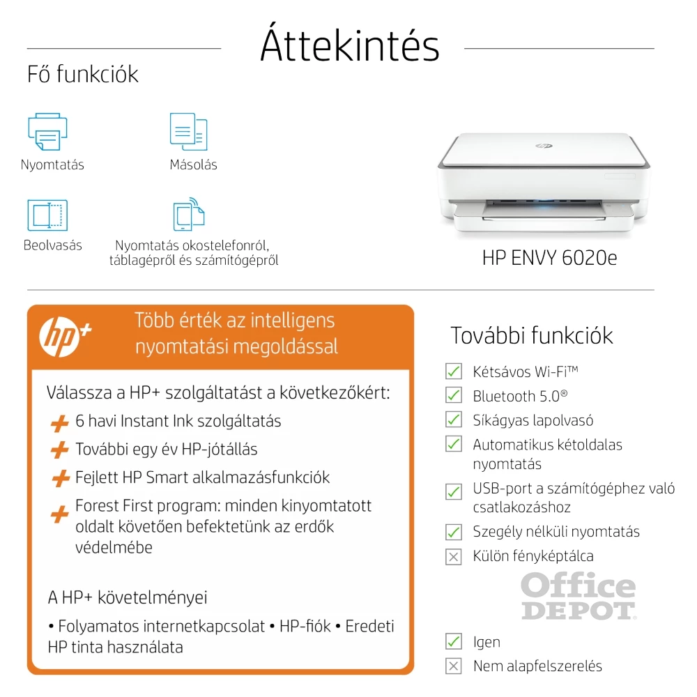 HP Envy 6020E AiO multifunkciós tintasugaras Instant Ink ready nyomtató