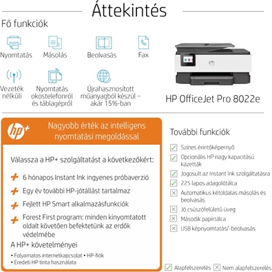 HP OfficeJet Pro 8022E All-in-One multifunkciós tintasugaras Instant Ink ready nyomtató HP OfficeJet Pro 8022E All-in-One multifunkciós tintasugaras Instant Ink ready nyomtató