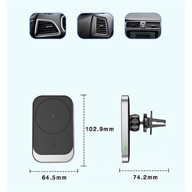 Haffner FN0190 MagSafe Qi univerzális szellőzőrácsba illeszthető autós tartó és gyorstöltő Haffner FN0190 MagSafe Qi univerzális szellőzőrácsba illeszthető autós tartó és gyorstöltő